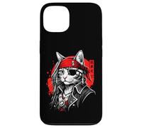 Carcasa para iPhone 13 Gato Pirata japonés Ronin Samurai Anime Kitten Kanji Art