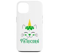 Carcasa para iPhone 13 Gato Unicornio irlandés Lil Miss Caticorn Green para el Día de San Patricio