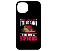 Carcasa para iPhone 13 German Shepherd You Are A Lucky Dog Mom Funny Puppy Dogs