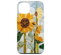 Carcasa para iPhone 13 Girasol Abeja Art Nouveau Floral Botanico Cielo Mosaico Sol
