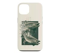 Carcasa para iPhone 13 Glitch Trucha Pesca Gráfico Retro Digital Fish Design