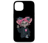 Carcasa para iPhone 13 Goat Girl Big Sparkling Eyes Peace Sign Pop Graphic Juguetón