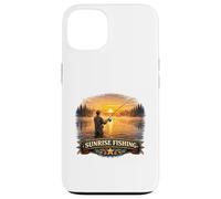 Carcasa para iPhone 13 Golden Dawn Angler Lago Tranquilo Aventura Escena