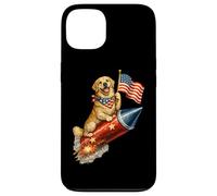 Carcasa para iPhone 13 Golden Retriever Dog 4 de Julio 4th American Flag