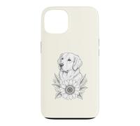 Carcasa para iPhone 13 Golden Retriever Dog Girasol Botánico Floral Art Design