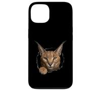 Carcasa para iPhone 13 Gráfico de Animal Caracal Wild Cat Breaking Through Torn Hole