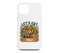 Carcasa para iPhone 13 Gráfico Divertido de zoológico Let's Get Wild Safari Animals