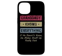 Carcasa para iPhone 13 Granddaddy Knows Everything Humor Saying Retro Grandpa