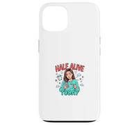 Carcasa para iPhone 13 Half Alive Today, Divertido diseño de Humor Cansado