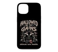Carcasa para iPhone 13 Hallowed Be Thy Gains Halterofilia Fitness USA Culturista