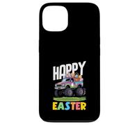 Carcasa para iPhone 13 Happy Easter Monster Truck Purple Pickup Basket Huevos Niños
