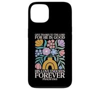 Carcasa para iPhone 13 His Love Endures Forever Salmo 136 1 Verso de la Biblia Cristiano