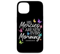 Carcasa para iPhone 13 His Mercies Are New Every Morning Biblia Verso Mariposa