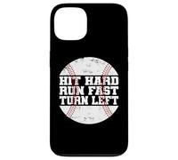 Carcasa para iPhone 13 Hit Hard Run Fast Turn Left Baseball Softball Pun Baseballer