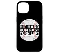 Carcasa para iPhone 13 Hit Hard Run Fast Turn Left Baseball Softball Pun Baseballer