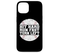 Carcasa para iPhone 13 Hit Hard Run Fast Turn Left Baseball Softball Pun Baseballer