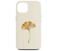 Carcasa para iPhone 13 Hoja de Ginkgo Acuarela Dorada Diseño Minimalista Botánico
