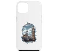 Carcasa para iPhone 13 Horizonte de Londres Big-Ben Ferris Wheel Cityscape Art