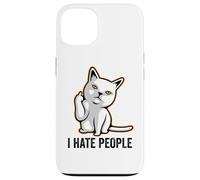 Carcasa para iPhone 13 I Hate People Sign,Funny Cat Giving The Finger Flipping Off