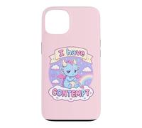 Carcasa para iPhone 13 I Have Contempt Cute Kawaii Dragon Sarcástico Mood Art Rosa