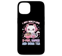 Carcasa para iPhone 13 I Just Really Love K-Pop Ramen y Boba Tea Cute Cat