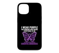 Carcasa para iPhone 13 I Wear Soporte de Cinta de Mariposa para concienciación sobre la Demencia púrpura