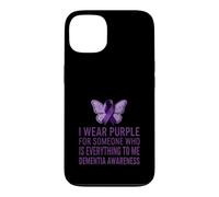 Carcasa para iPhone 13 I Wear Soporte de Cinta de Mariposa para concienciación sobre la Demencia púrpura
