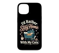 Carcasa para iPhone 13 I'D Rather Stay Home with My Cats