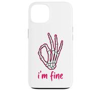 Carcasa para iPhone 13 I'm Fine Funny Skeleton Hand Thumbs Up Hand Sign Humor Oscuro