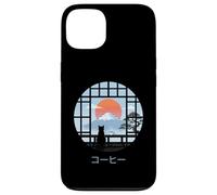 Carcasa para iPhone 13 Japonés Gato Café Monte Fuji Puesta de Sol Zen Gato Mam