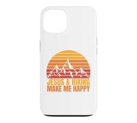 Carcasa para iPhone 13 Jesus and Hiking Make Me Happy Fun para Excursionistas Unisex