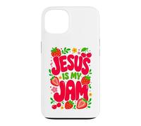 Carcasa para iPhone 13 Jesus is My Jam Cute Christian Strawberry Faith