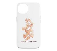 Carcasa para iPhone 13 Jesus Loves You - American Sign Language Watercolor