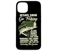 Carcasa para iPhone 13 Jesus Said Go Fishing Fish Story Biblia Pesca Pesca de lubina