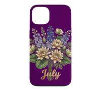 Carcasa para iPhone 13 July Birth Flower Larkspur & Water Lily Cute Floral Birthday