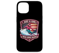 Carcasa para iPhone 13 Just A Girl Who Loves Skiing American Skier Ski Resort USA