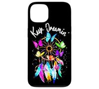 Carcasa para iPhone 13 Keep On Dreamin - Atrapasueños con Plumas de Mariposas Coloridas