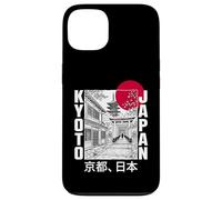 Carcasa para iPhone 13 Kioto Japón Pagoda Torii Puerta Rojo Sol Bosquejo Retro