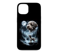 Carcasa para iPhone 13 Lagotto Romagnolo Aullando a la Luna, Perro Retro de los 90