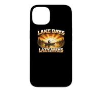 Carcasa para iPhone 13 Lake Days Lazy Ways Pesca Atardecer Retro Lake Life Regalo