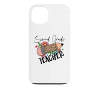 Carcasa para iPhone 13 Lápiz de Leopardo de Segundo Grado para Maestra de Segundo Grado