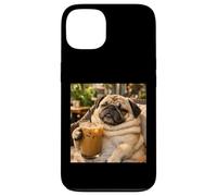Carcasa para iPhone 13 Lazy Sunday Coffee Pug Funny Relaxing Meme