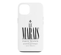 Carcasa para iPhone 13 Le Marais Paris Francia Quartier Historique Negro Print