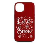 Carcasa para iPhone 13 Let It Snow Copos de Nieve Letras Invierno Diseño Blanco