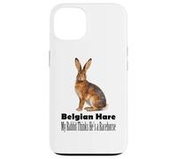 Carcasa para iPhone 13 Liebre Belga Mi Conejo cree Que es un Caballo de Carreras