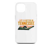 Carcasa para iPhone 13 Life Is Better in Tennessee, Scenic TN State Outline Sunset