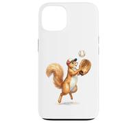Carcasa para iPhone 13 Lindo Atrapador de Jugador de béisbol de Ardilla, Arte de Acuarela