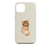 Carcasa para iPhone 13 Lindo Gatito atigrado en Acogedor calcetín Gato mamá Cutecore Kawaii