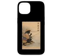 Carcasa para iPhone 13 Lindo Gato Negro Pesca japonés Edo Woodblock Art