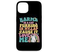 Carcasa para iPhone 13 Lindo Karma Es Un Gato Furring En Mi Regazo Porque Me Ama
